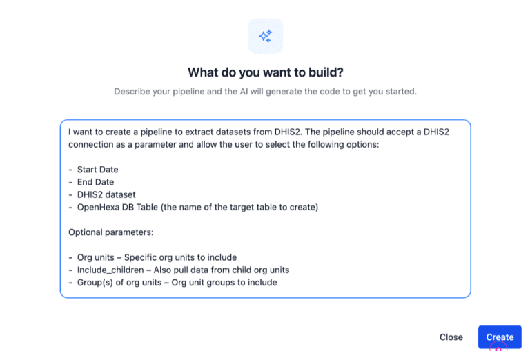 Create pipelines using OpenHEXA’s AI assistant